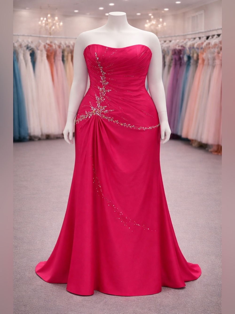 Aspeed USA Strapless Formal Dress – Fuchsia Pink | Size XXL